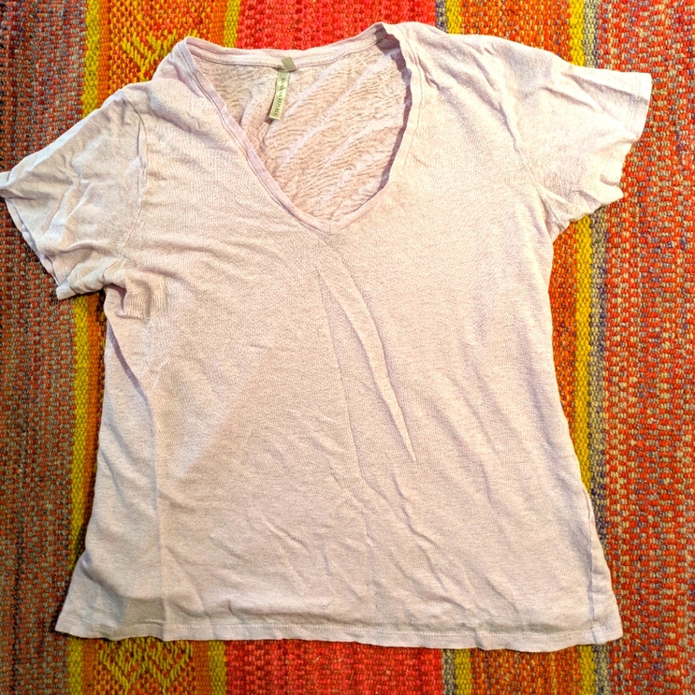 Banana Republic Purple Linen V Neck Tee Size Small